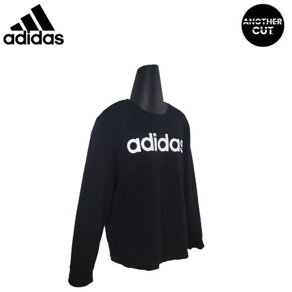 ADIDAS Women's Essentials Linear Sweatshirt, Black, - Picture 3 of 4